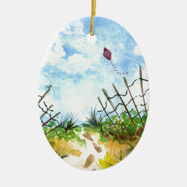 Gehen Fliege ein Drachen - Aquarell Keramik Ornament (Vorne)