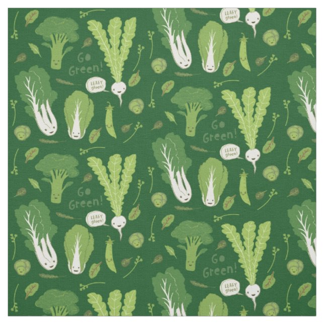 Gehen Grün! Belaubtes Grün! Glückliche Stoff (Muster)