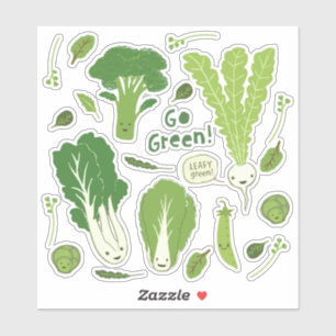 Gehen Grün! Belaubtes grünes Veggies-Garten-Gem Aufkleber