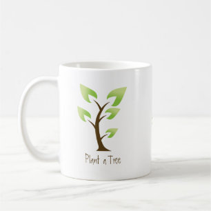 Gehen Grün. Pflanze ein Baum. Retten Sie den Kaffeetasse