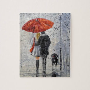 Gehen in den Regen