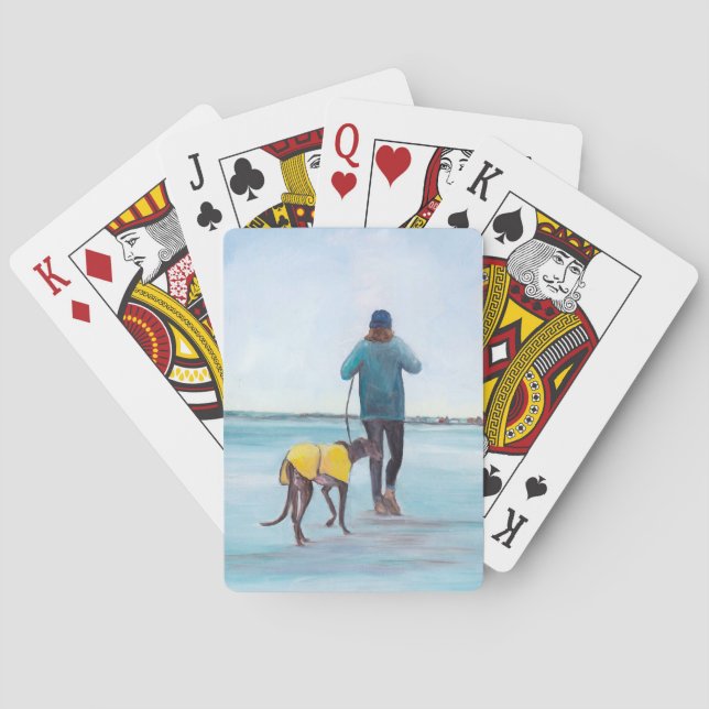 Gehen meine Windhund-Hundekunst-Spielkarten Spielkarten (Rückseite)