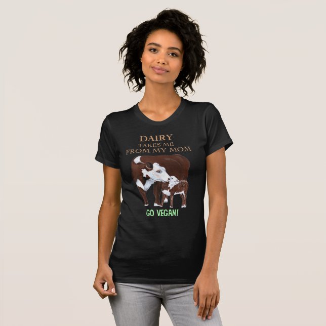 Gehen Mutter-Kuh und Kalb-T-Shirt vegane T-Shirt (Vorne ganz)
