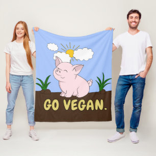 Gehen - niedliches Schwein vegan Fleecedecke
