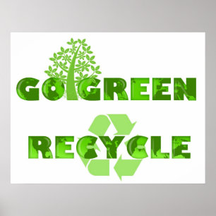 Gehen Öko-Baum recyceln Illustrations-Plakat Poster