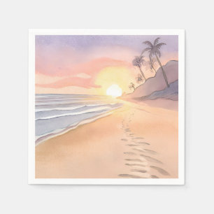 Gehen Sie am Strand Ozean Aquarell Serviette