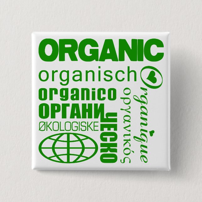 Gehen Sie Bio! Mehrsprachiger Knopf Button (Vorderseite)