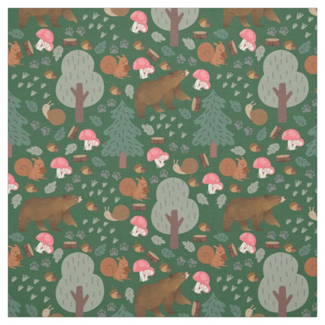 Gehen Sie durch den Wald auf Hunter Green Stoff (Muster)