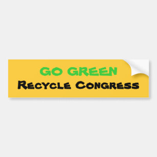 GEHEN Sie GRÜN, recyceln Sie Kongreß Autoaufkleber