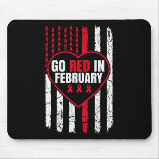 Gehen Sie im Februar Rot T-Shirt Herzkrankheit Bew Mousepad