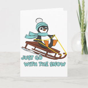 Gehen Sie mit dem Niedlichen Pinguin im Schneeschu Karte