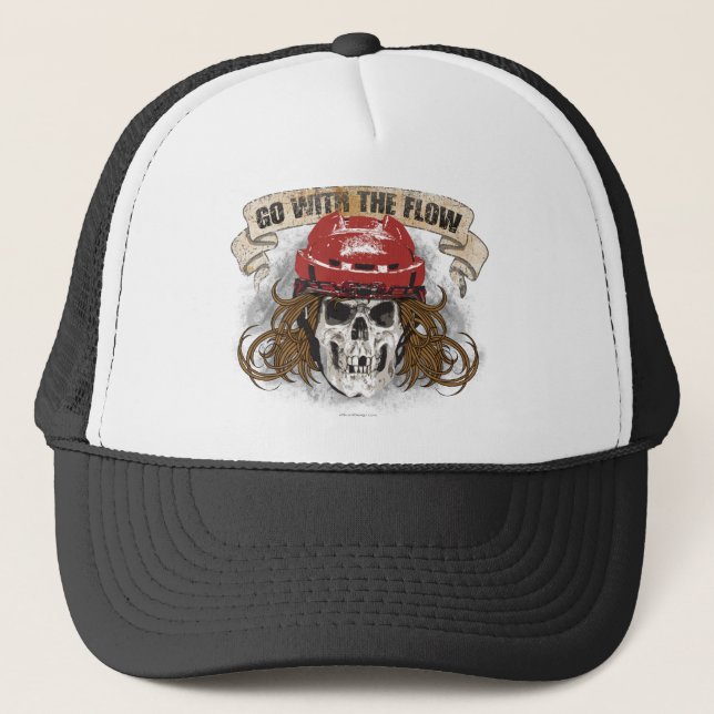 Gehen Sie mit dem Rot des Fluss-(Hockey-Haar) Truckerkappe (Vorderseite)