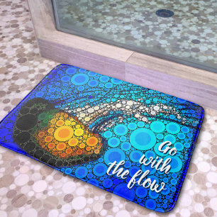 Gehen Sie mit Flow Orange Quellyfish Blue Ocean Bo Badematte