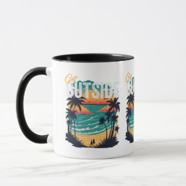 Gehen Sie nach draußen - Palmen sehen Seitenlandsc Tasse