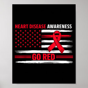 Gehen Sie Rot Herzerkrankung Amerikanische Flagge Poster