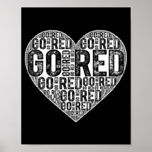 Gehen Sie Rot Word Art Herz Herzkrankheit Bewussts Poster