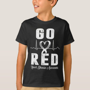 Gehen Sie Roter Herzschlag & Rotes Band Herzkr T-Shirt