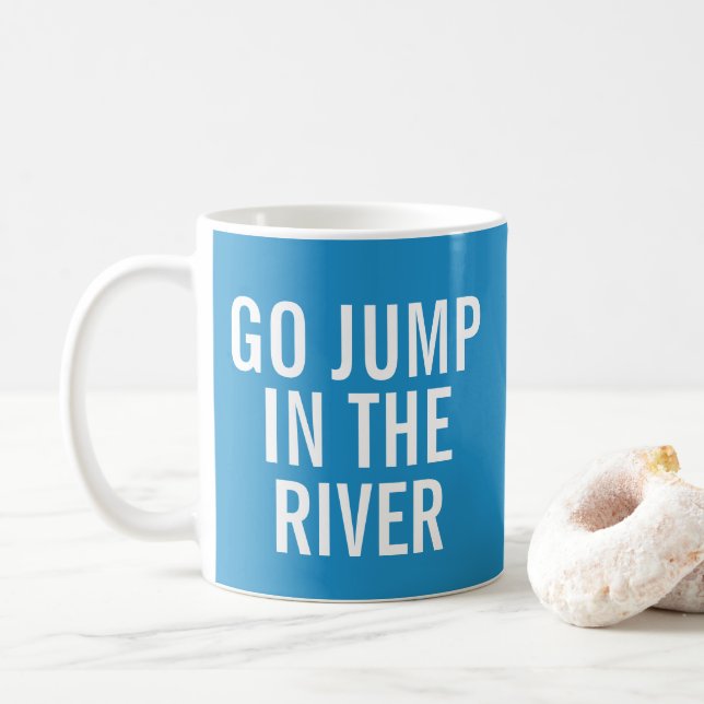 Gehen Sie springen in Blau und Weiß Kaffeetasse (Mit Donut)