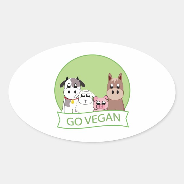 Gehen Sie vegan Ovaler Aufkleber (Vorderseite)