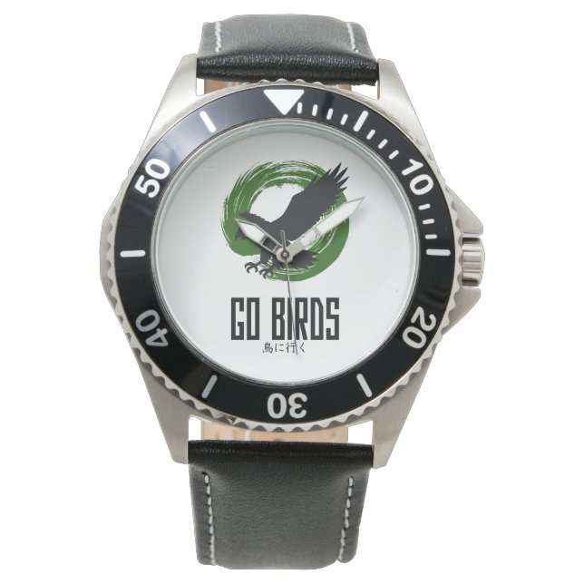 Gehen Sie Vögel Japanischer Stil Uhr (Vorderseite)