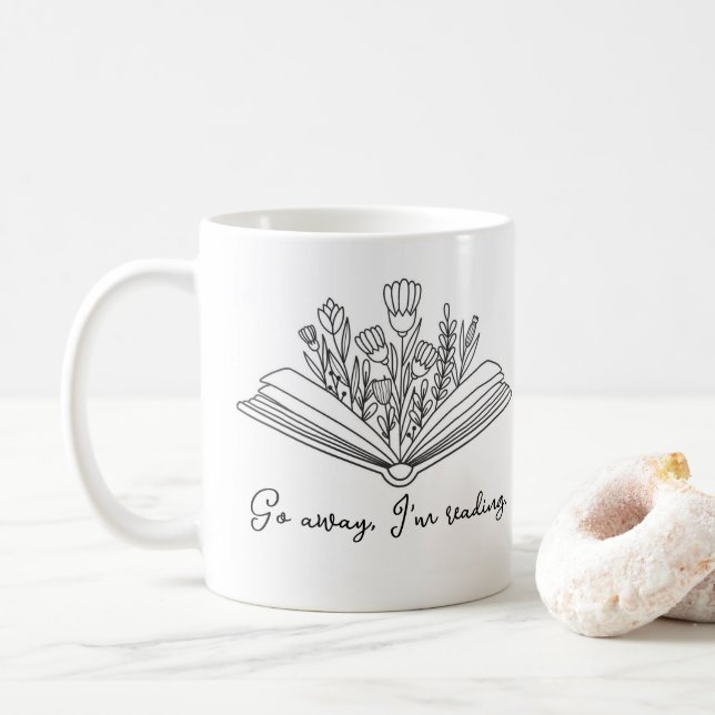 Gehen Sie weg, ich lese Buch mit Blume Kaffeetasse (Mit Donut)