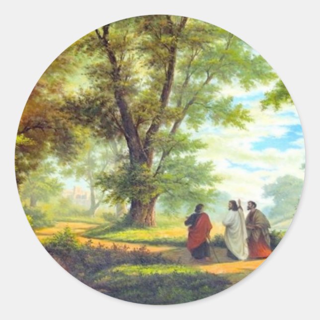 Gehen Sie zu Emmaus Runder Aufkleber (Vorderseite)