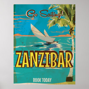Gehen Sie zu segeln! Vintages Reiseplakat Poster