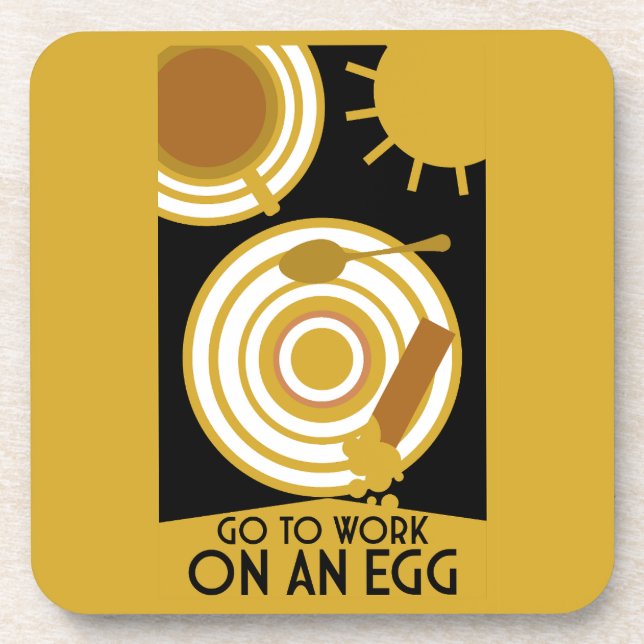 Gehen Sie zur Arbeit an einer Ei-Wall-Kunst Getränkeuntersetzer (Vorderseite)