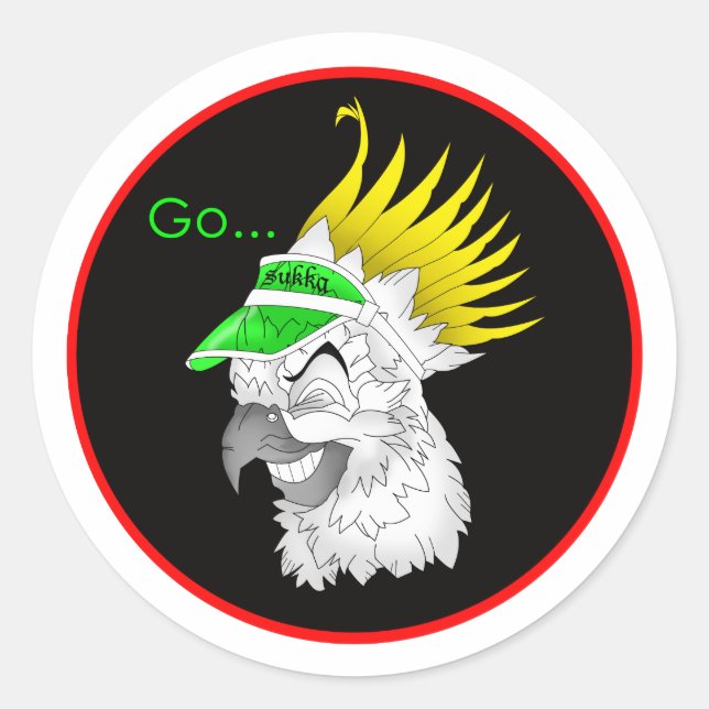 gehen sukka cockatoo botskis! runder aufkleber (Vorderseite)