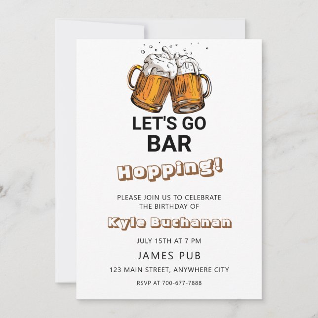 Gehen wir Bar Hopping Geburtstagsparty Einladung (Vorderseite)
