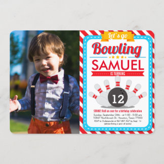 Gehen wir Bowling Birthday Party Foto Einladung