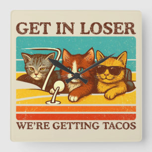 Gehen wir locker in Tacos Quadratische Wanduhr