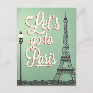Gehen wir zu Paris Vintage Postkarte