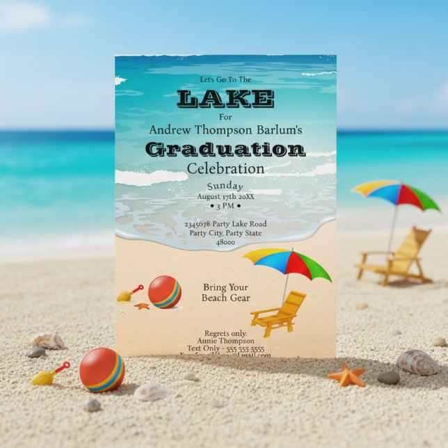Gehen wir zum Lake Beach Abschluss Einladung (The ultimate beach bash for the new grad.)