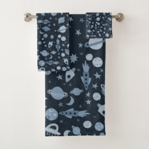 Gehen wir zum Raummuster UFO Deep Blue Badhandtuch Set