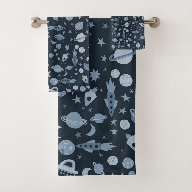 Gehen wir zum Raummuster UFO Deep Blue Badhandtuch Set (Insitu)