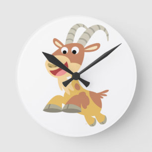 Gehen Ziege!! (niedliche Cartoonziege) Wand-Uhr Runde Wanduhr