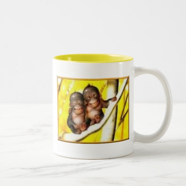 Gehende Bananen Zweifarbige Tasse (Rechts)