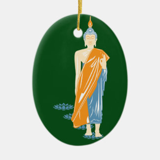 Gehende Buddha-Weihnachtsverzierung (Keramik) Keramikornament