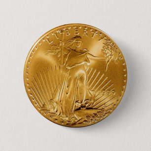 Gehende Freiheits-goldene Münze Button