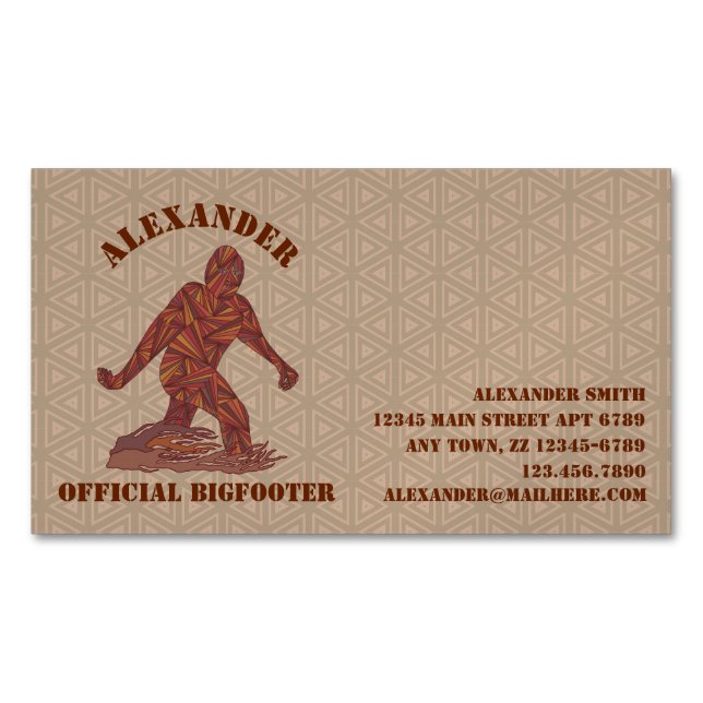 Gehende Sasquatch TAN Muster-Gewohnheit Bigfoots Magnetische Visitenkarte (Vorderseite)