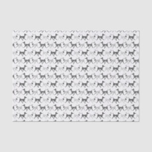 Gehende Schwarzweiss-Hunde Seidenpapier