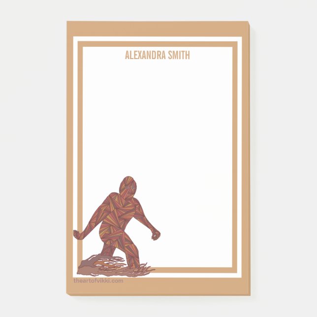 Gehende Squatch vertikale Art Bigfoots addieren Post-it Klebezettel (Vorderseite)