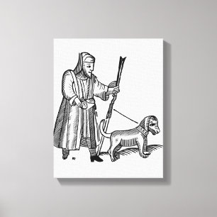 Gehender Mann sein Hund Leinwanddruck