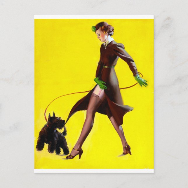Gehendes HundeButton oben Postkarte (Vorderseite)