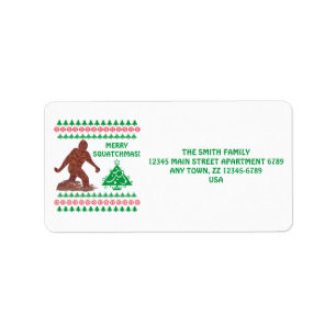 Gehendes Sasquatch lustiges Weihnachten Z Bigfoot Adressaufkleber