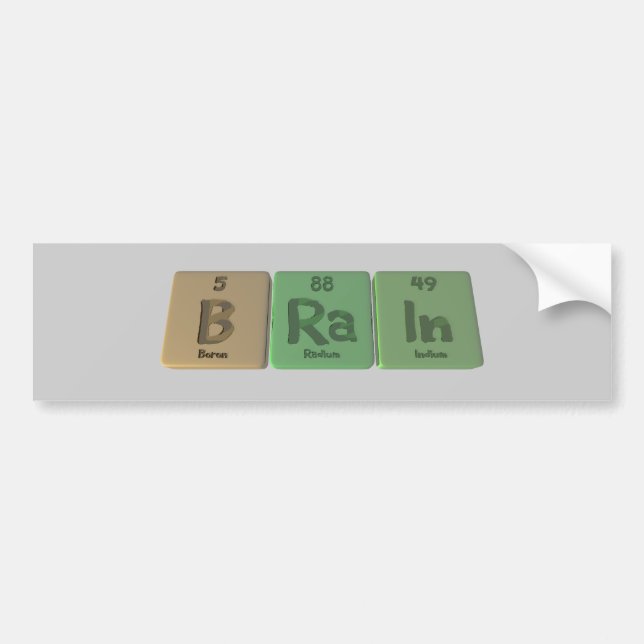 Gehirn als Bor-Radium-Indium Autoaufkleber (Vorne)