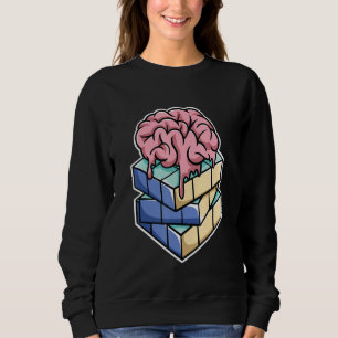 Gehirn auf Puzzle-Würfel-Speed-Cubing-Cubers Sweatshirt