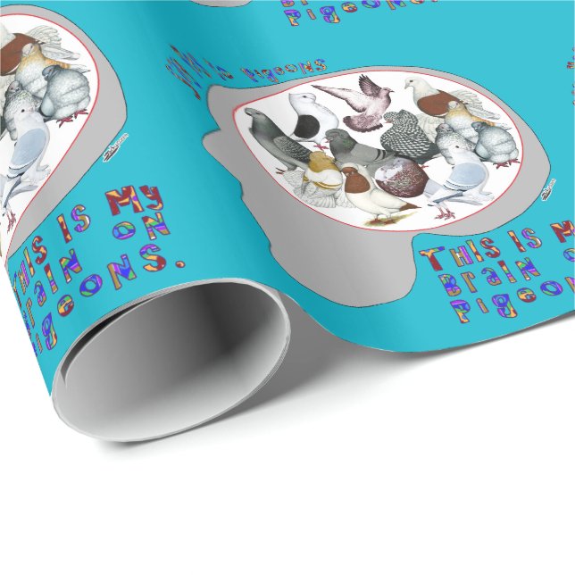 Gehirn auf Tauben Geschenkpapier (Rolleneckpunkt)