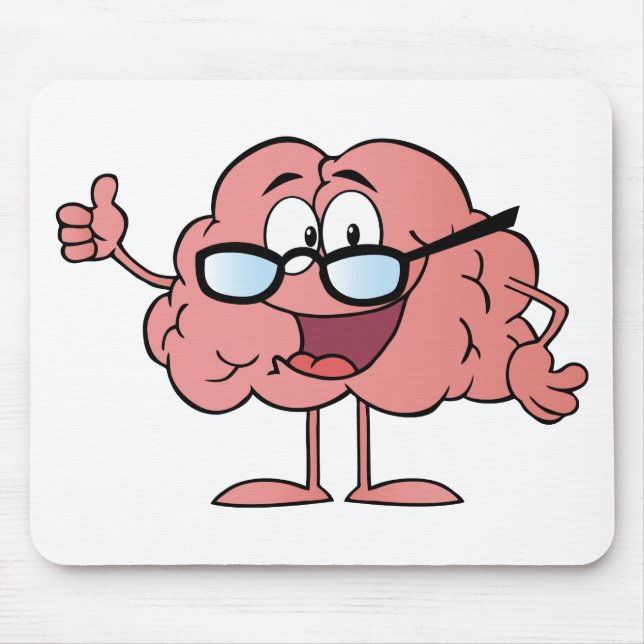 Gehirn-Cartoon-Charakter, der die Daumen aufgibt Mousepad (Vorne)